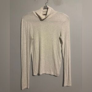 ARITZIA Wilfred Ribbed Turtleneck Ecru Long Sleeve Modal Top size Medium